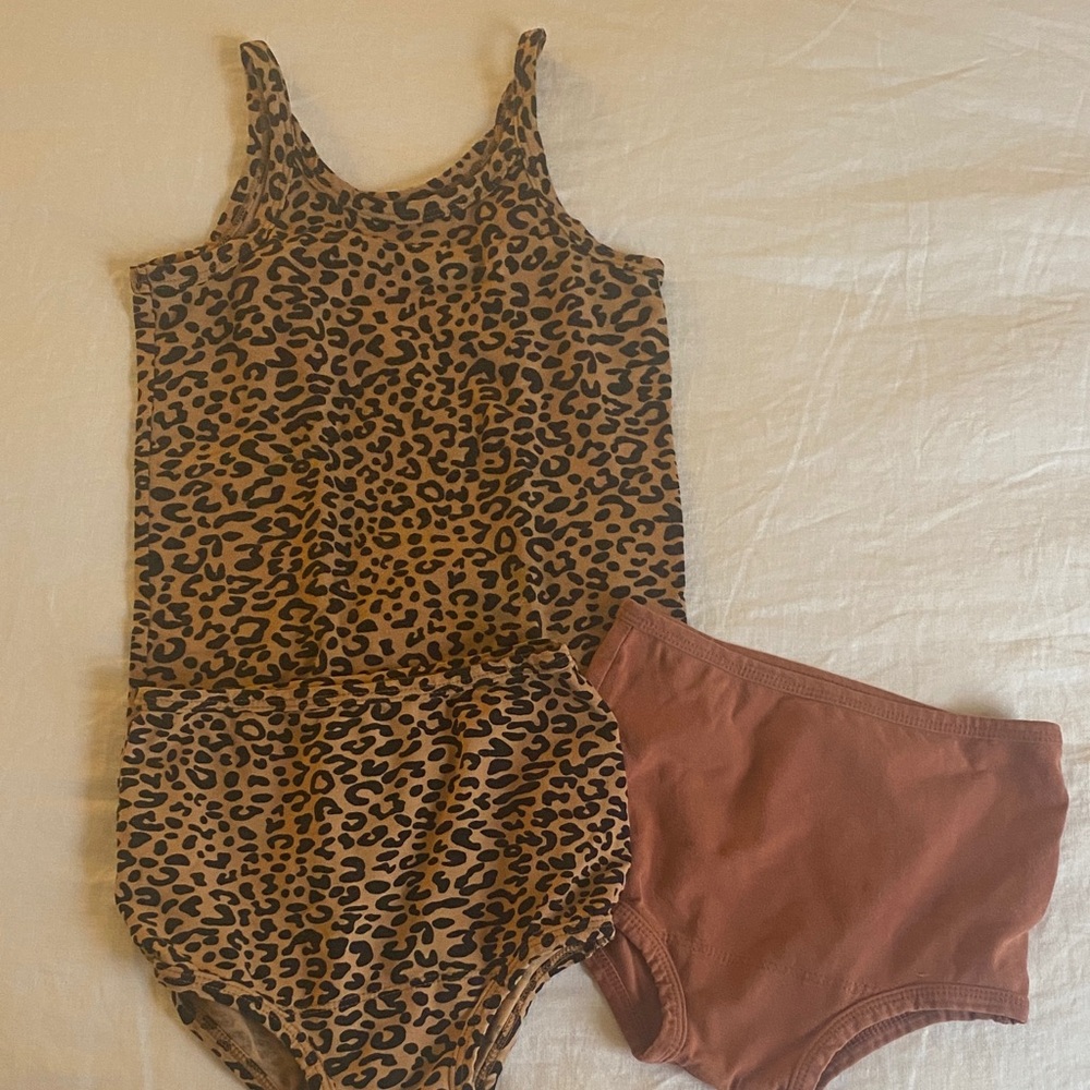 ARQ Kids! Leopard Print tank and panty set with bonus ARQ underwear in spice